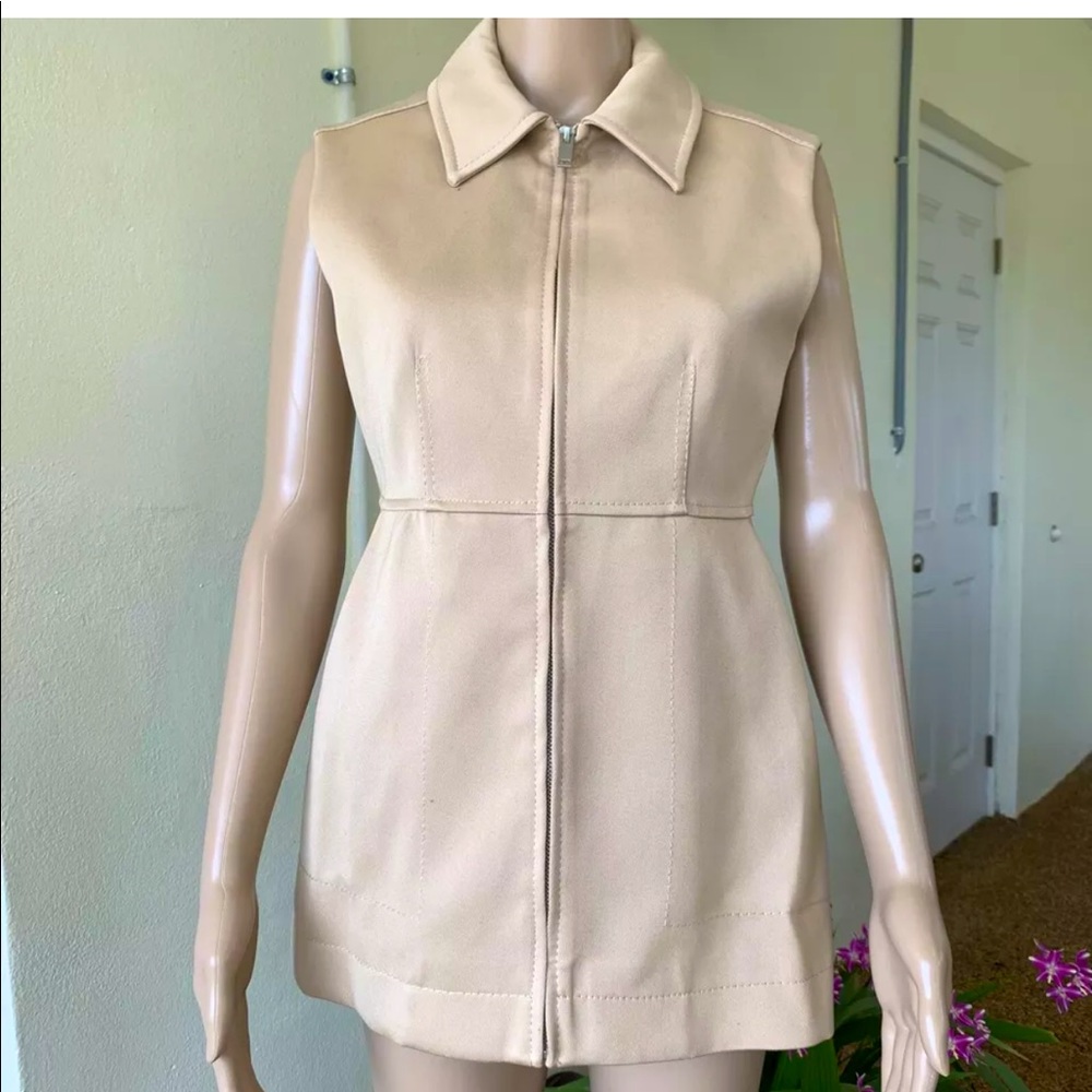 COS tan sleeveless zip collar blazer NWOT Sz 34 EU